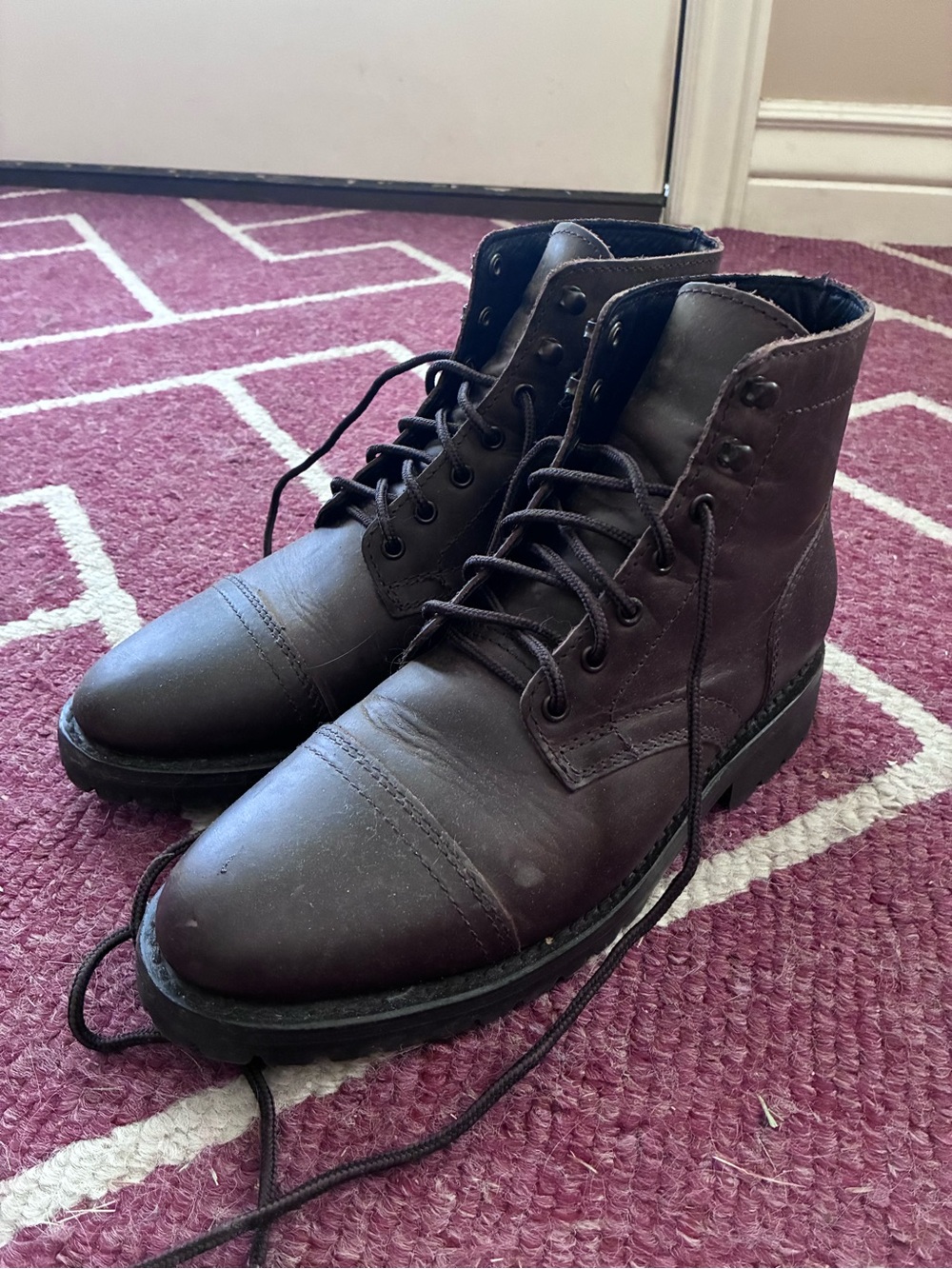 Thursday Boot Company Men's Dark Brown Leather Cap-Toe Lace-Up Boots
